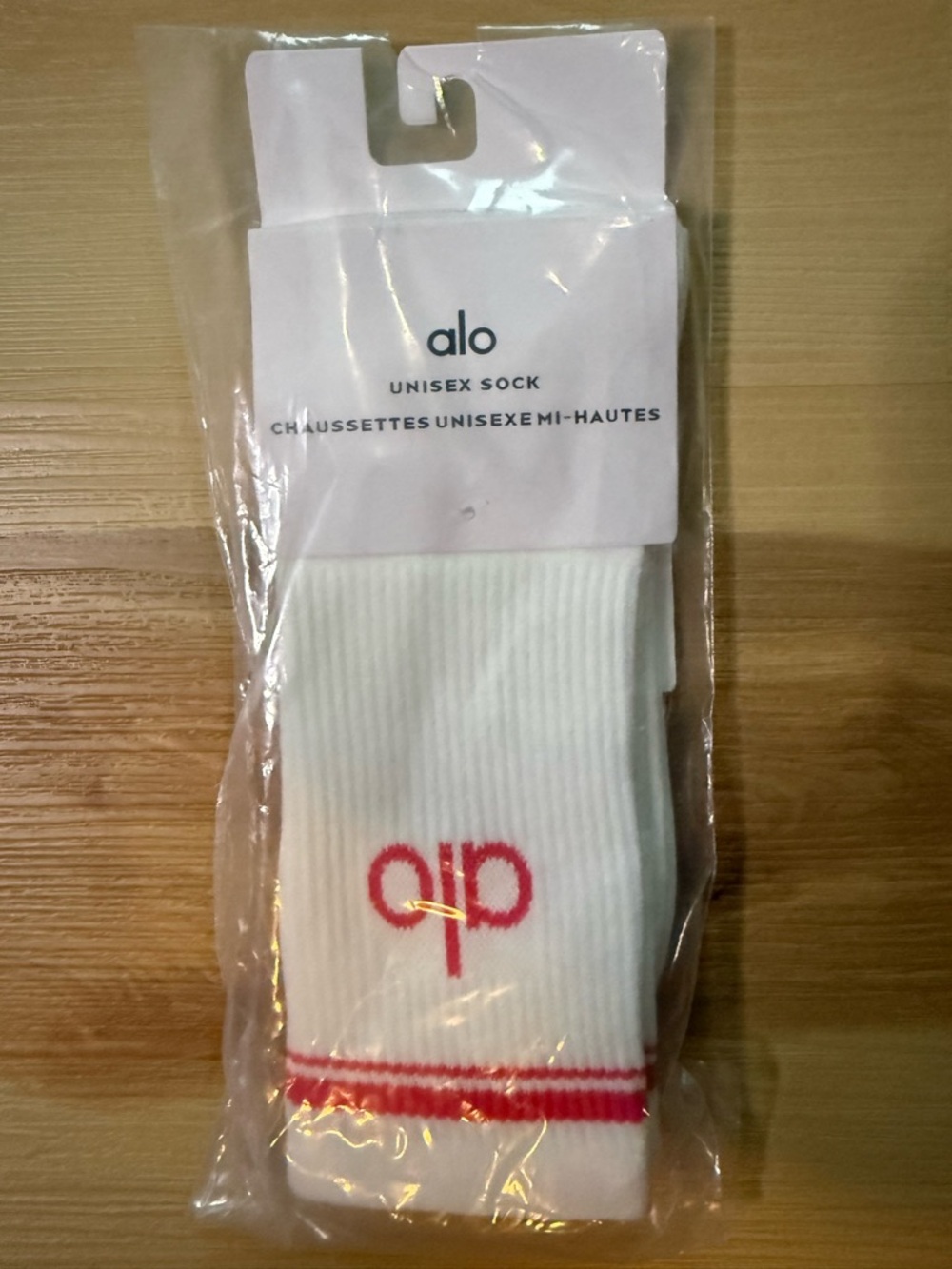 ALO Yoga Socks with Pink Logo and Stripe